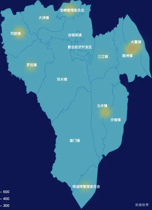 echarts江门市新会区geoJson地图热力图